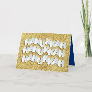 Festividades Hanukkah Sparkle Dourado Stars - Cartão de Saudaçã