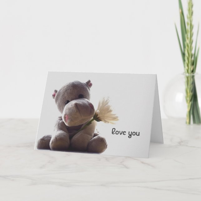 Festividades Hippo recheado com Cartão de Saudação de Flores (Frente)