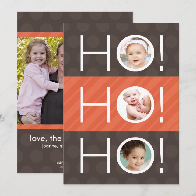 Festividades Ho Ho! Cartão de Feriado de Foto em Side Duplo 4 (Frente/Verso)