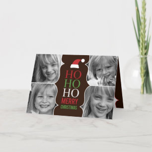 Festividades HO HO HO Cartão com fotos de Natal/Feriado