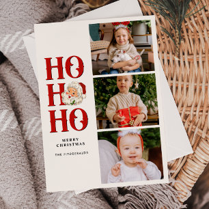 Festividades Ho Ho Vintage Papais noeis 3 Cartão de Férias Plan