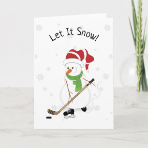 Festividades Hockey Snowman Deixa-o nevar Cartão de Natal