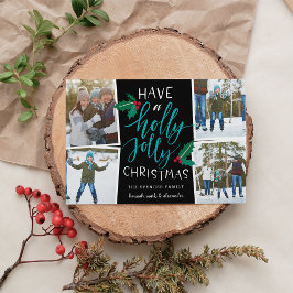 Festividades Holly Jolly | Cartão de Colagem de Fotos de Feriad