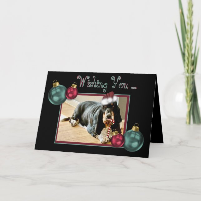 Festividades Hound de Natal em Cartão Cute com Caneta Docente (Frente)
