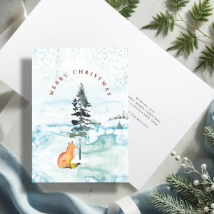 Festividades Ilustração de Raposa em Aquarela para Cartão de Na