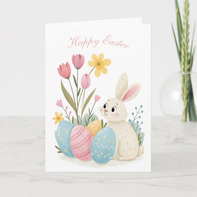 Festividades Ilustração do coelho e do ovo do cartão de páscoa (Frente)