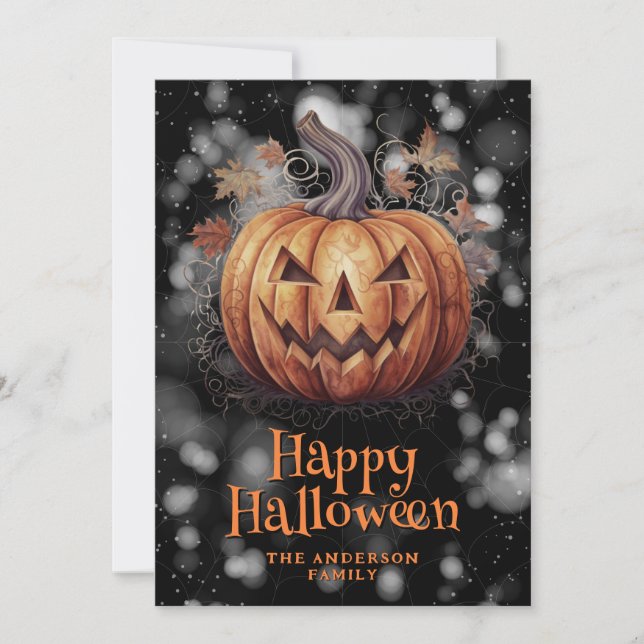 Festividades Jack O'Lantern Spooky Feliz Cartão de Halloween (Frente)