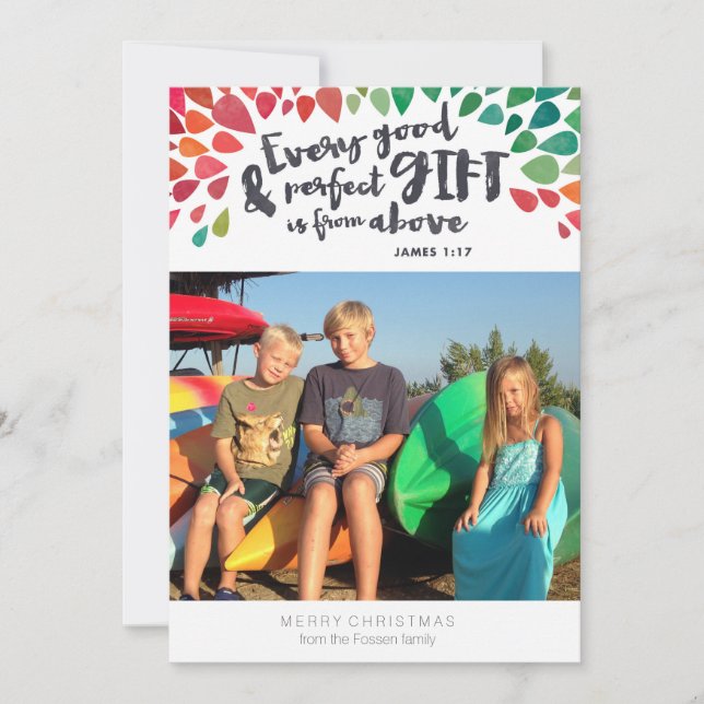 Festividades James 1:17 Cartão de Natal Religioso (Frente)