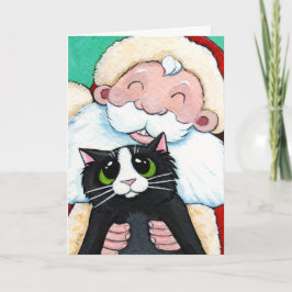 Festividades Jolly Papai Noel e Cartão de Natal de Gato Negro