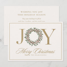 Festividades Joy gold wreath sem cartão de natal de feriado