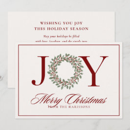 Festividades Joy red wreath sem cartão de natal de feriado