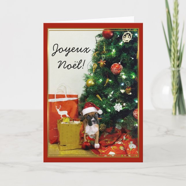 Festividades Joyeux Noël Cartão de Boxer de Natal (Frente)