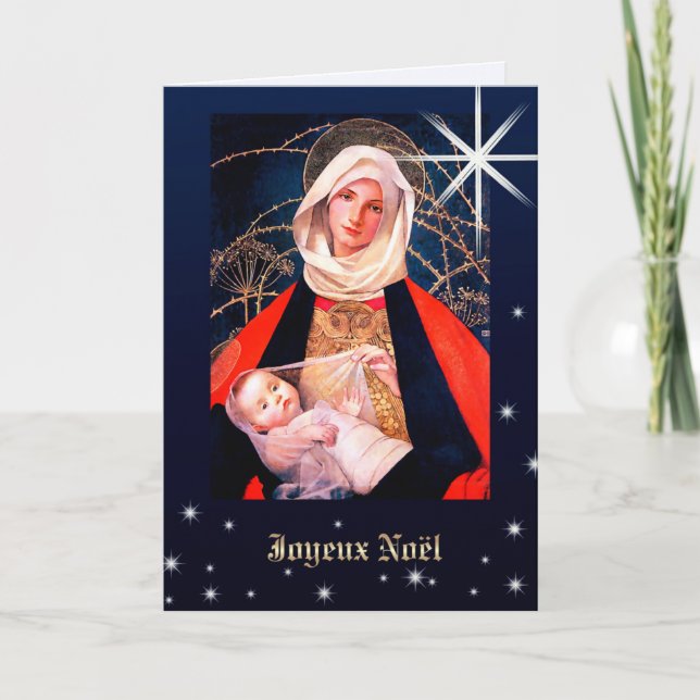 Festividades Joyeux Noël. Cartão de Natal em francês (Frente)