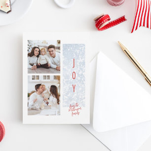 Festividades Joyful Frosty Family Dois Cartão de Férias Fotográ