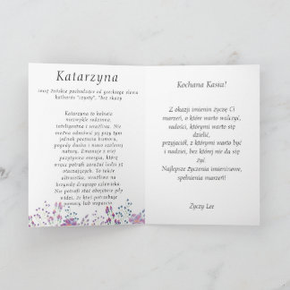 Festividades Kasia Personalizada Cartão de dia de nome polonês