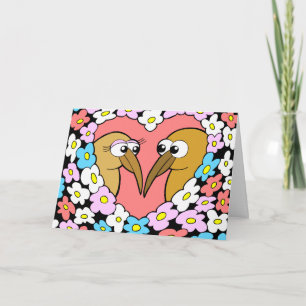 Festividades Kiwi Namorados com flores Cartão de Saudação