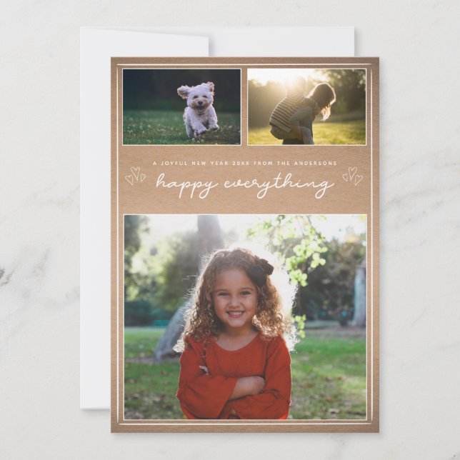 Festividades Kraft Script | Cartão de Colagem de Fotos Moderno  (Frente)