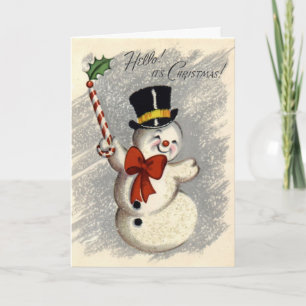 Festividades KRW Vintage Happy Snowman Cartão de Natal