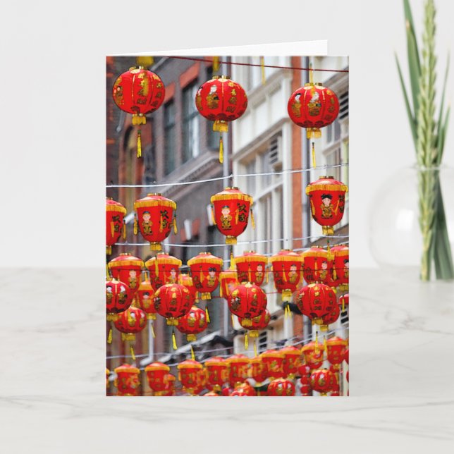 Festividades Lanternas em Chinatown, cartão de Londres (Frente)