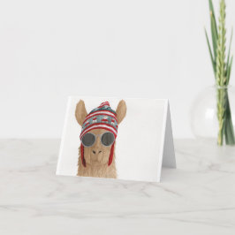 Festividades Lhamas em Shades: Cartão Saudável de Julho 4"x5.6"