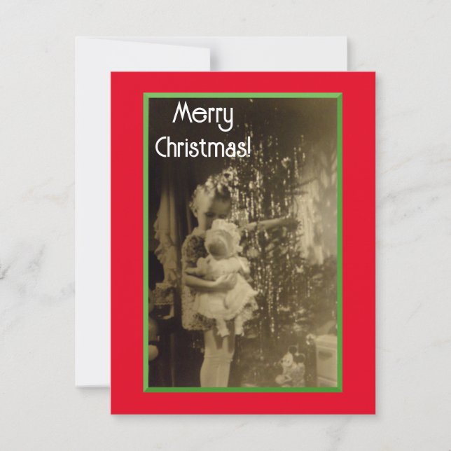 Festividades Lil Girl Com Novo Cartão De Natal De Boneca (Frente)