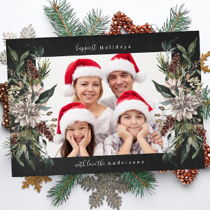 Festividades Lindo cartão de foto de Natal com tema floral