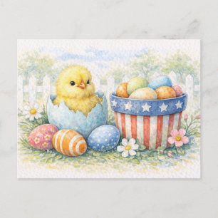 Festividades Lindo cartão postal em aquarela de um pintinho de 