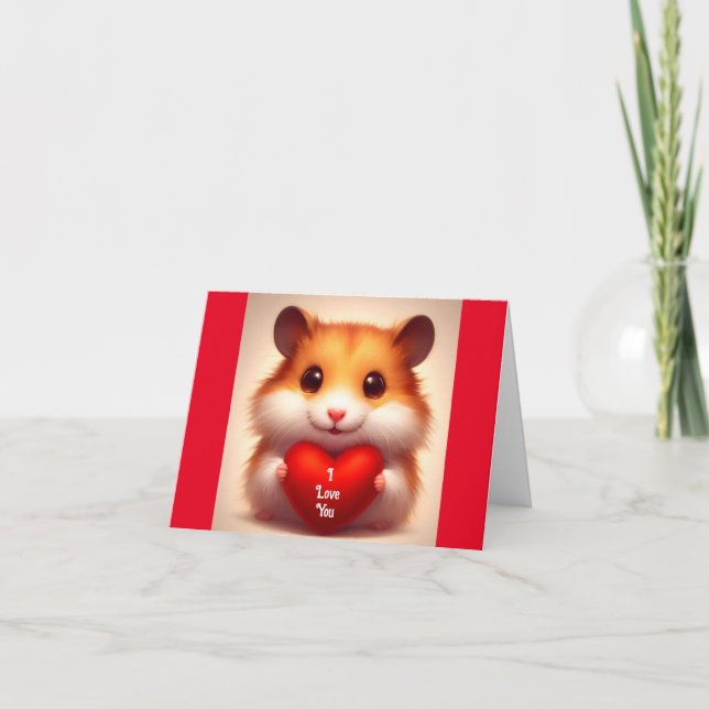 Festividades Lindo Hamster Com Cartão de Coração (Frente)