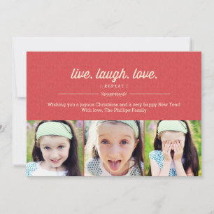 Festividades Live Laugh Love Cartão de Natal/ Cartão com foto