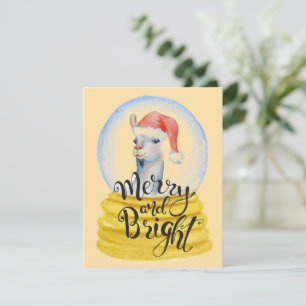 Festividades Llama de Natal em Aquarela - Cartão de Natal