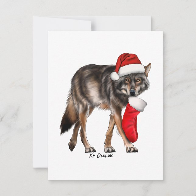 Festividades Lobo - cartão de Natal (Frente)