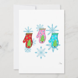 Festividades Luvas de Natal_brancas Cartão de Férias Plano
