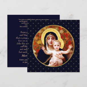Festividades Madonna por W. Bouguereau. Cartão de Natal Religi