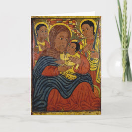 Festividades Madonna preto etíope com o cartão de Natal de