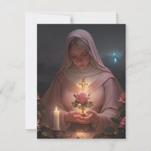 Festividades Mãe Mary Rosa Cartão de Natal Rosa