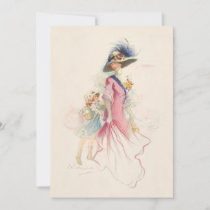 Festividades Mãe vitoriana sorridente e Cartão de Férias Filha