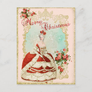 Festividades Marie Antoinette  cartão postal rosa de Natal