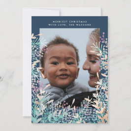 Festividades Marinho Pastel Berries Cartão com fotos de Natal