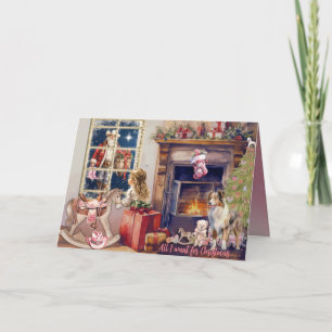 Festividades Menina, Botas de Cowboy Rosa para Cartão de Natal