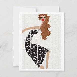 Festividades Menina Feliz Dançando Cartão de Arte Preto e Branc