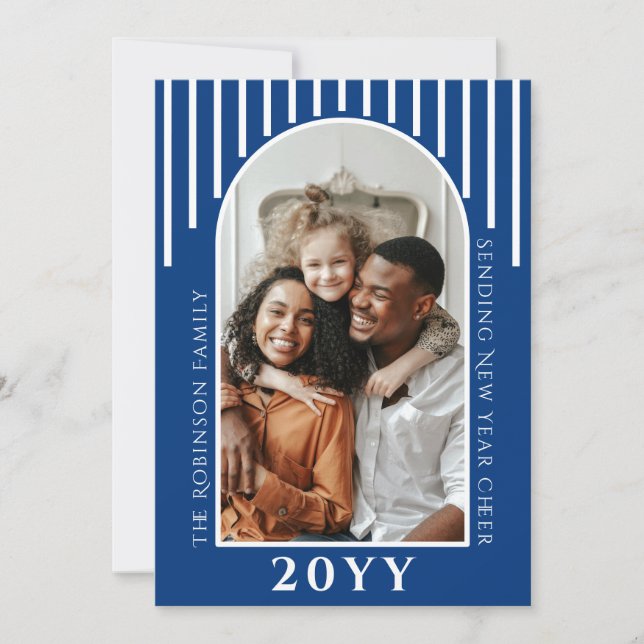 Festividades Mensagem de cartão de foto de Ano Novo moderno no  (Frente)