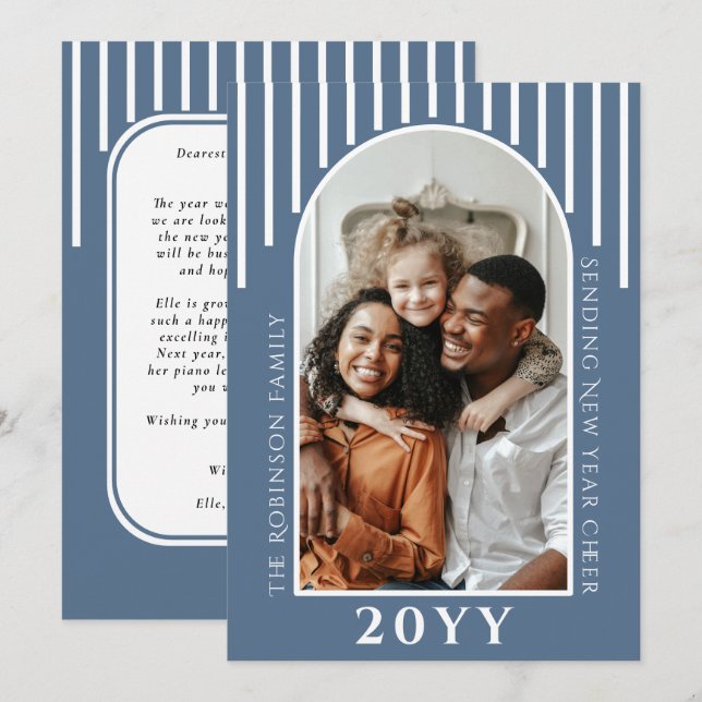 Festividades Mensagem de cartão de foto de Ano Novo moderno no  (Frente/Verso)