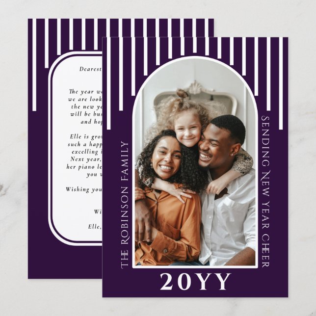 Festividades Mensagem Moderna de Cartão de Feliz Ano Novo no Ve (Frente/Verso)