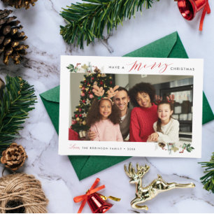 Festividades merry christmas elegante cartão de férias floral f