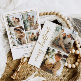 Festividades Mínimo 6 Cartão de Natal Dourado Elegante Moderno