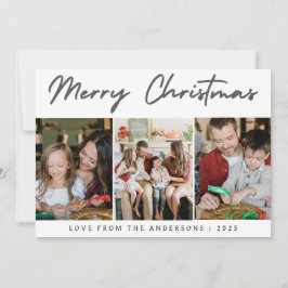 Festividades Moderno cartão de Natal com 3 fotos para a família