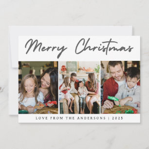 Festividades Moderno cartão de Natal com 3 fotos para a família