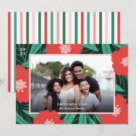 Festividades Moldura Floral Ousada Cartão de Ano Novo Foto  Car