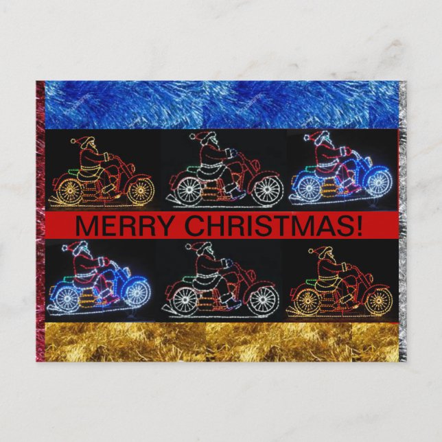 Festividades Motocicletas em um cartão postal de Natal (Frente)