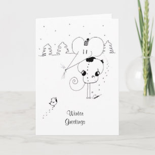 Festividades Mouse e cartão de Natal Robin